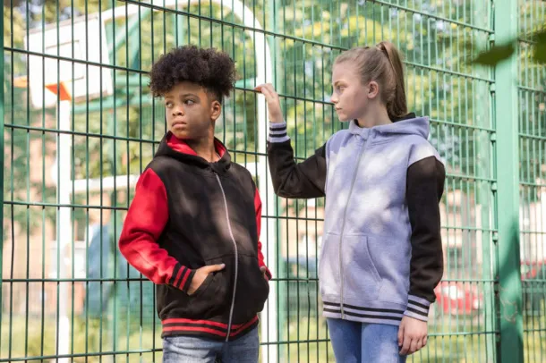  KIDS URBAN VARSITY ZOODIE - Just Hoods Heather Grey Jet Black