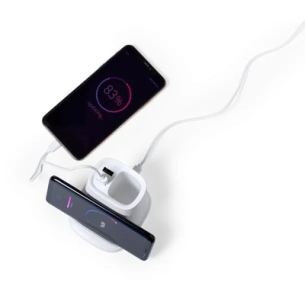  Višenamjenski bežični punjač 5W, USB hub 2.0 Bijela