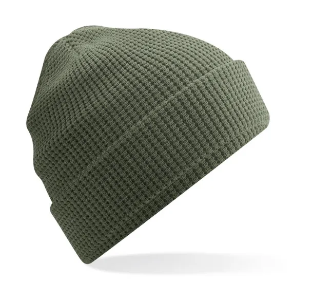  Organic Cotton Waffle Beanie - Beechfield Olive Green