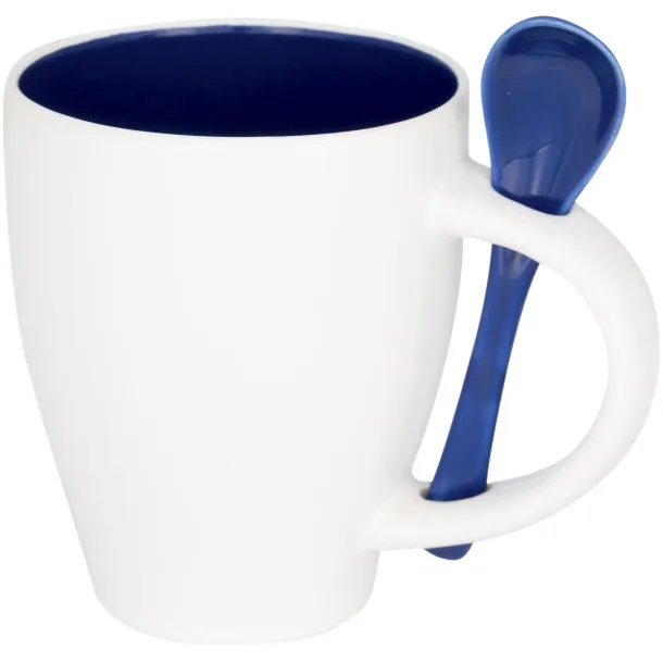 Nadu 250 ml ceramic mug with spoon - Bullet Blue
