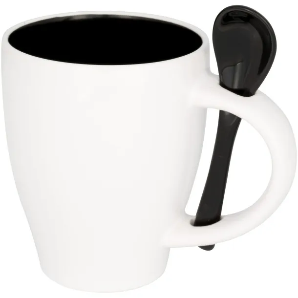 Nadu 250 ml ceramic mug with spoon - Bullet Solid black