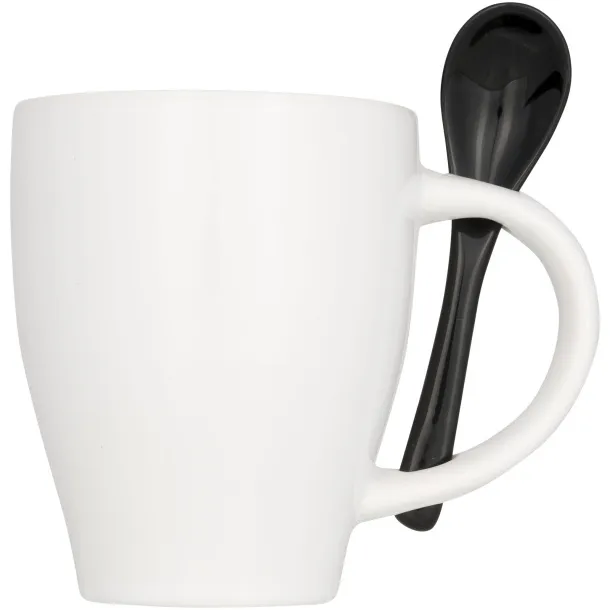 Nadu 250 ml ceramic mug with spoon - Bullet Solid black