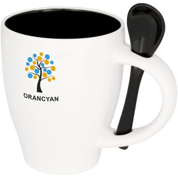 Nadu 250 ml ceramic mug with spoon - Bullet Solid black