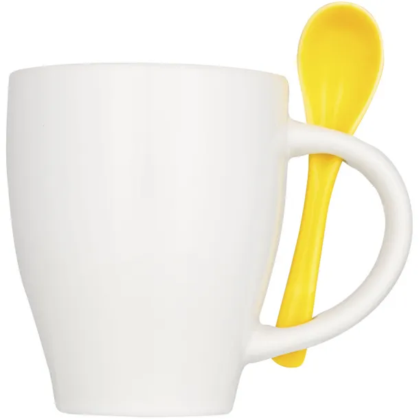 Nadu 250 ml ceramic mug with spoon - Bullet Yellow