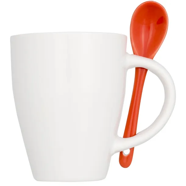 Nadu 250 ml ceramic mug with spoon - Bullet Red