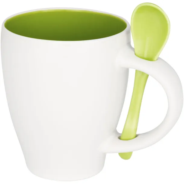 Nadu 250 ml ceramic mug with spoon - Bullet Lime