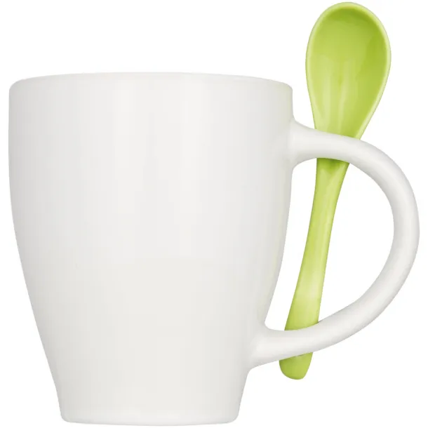 Nadu 250 ml ceramic mug with spoon - Bullet Lime