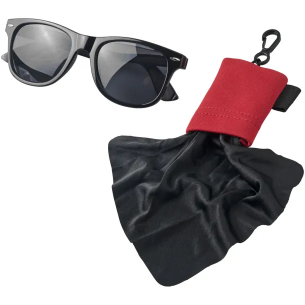 Clear microfiber cleaning cloth in pouch - Bullet Red