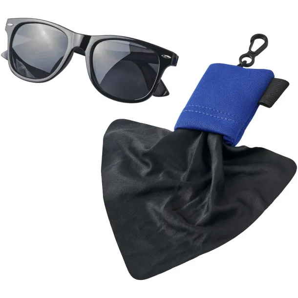 Clear microfiber cleaning cloth in pouch - Bullet Royal blue