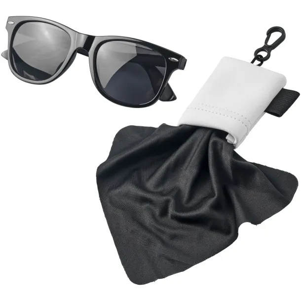 Clear microfiber cleaning cloth in pouch - Bullet White