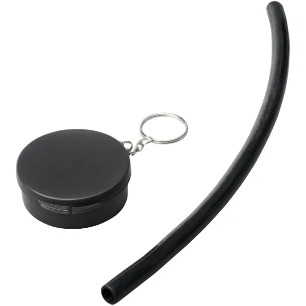 Rhine reusable silicone straw keychain - Bullet Solid black