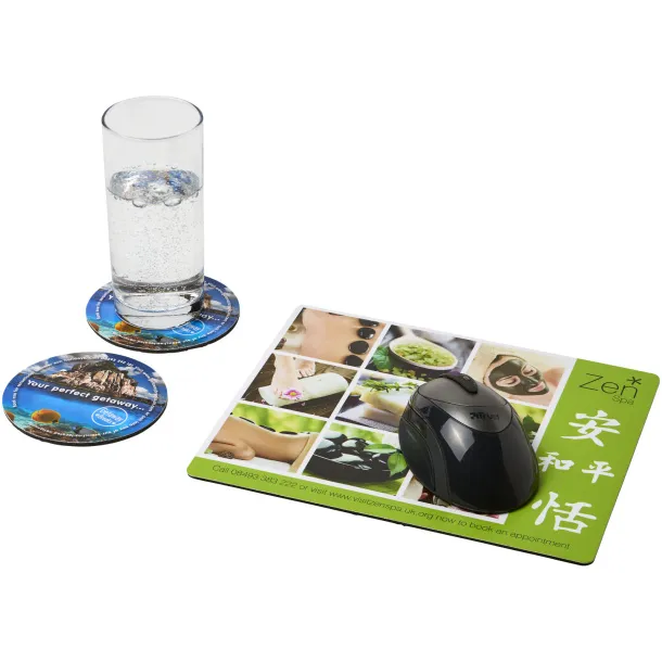 Q-Mat® mouse mat and coaster set combo 2 Solid black