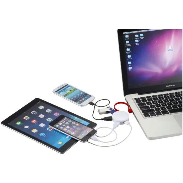 Round 4-port USB hub - Bullet White Red