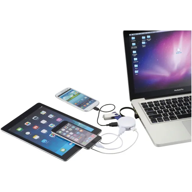 Round 4-port USB hub - Bullet White Solid black