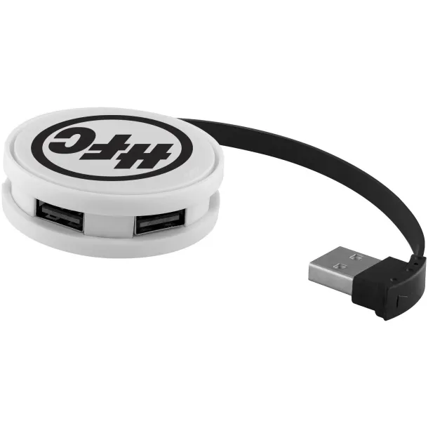 Round 4-port USB hub - Bullet White Solid black