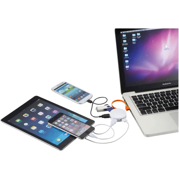 Round 4-port USB hub - Bullet White Orange