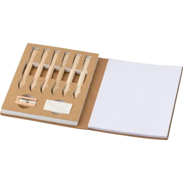  Colouring set, notebook, coloured pencils, eraser, pencil sharpener neutral