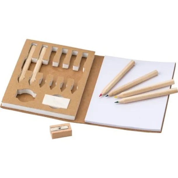  Colouring set, notebook, coloured pencils, eraser, pencil sharpener neutral