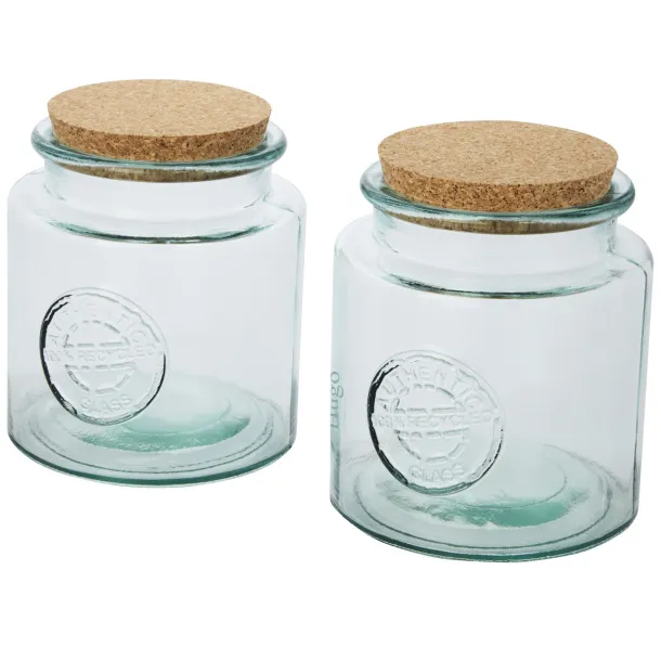 Aire 2-piece 1500 ml recycled glass container set - Authentic White
