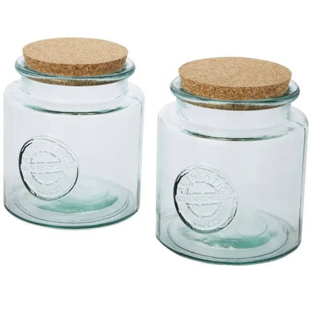 Aire 2-piece 1500 ml recycled glass container set - Authentic White