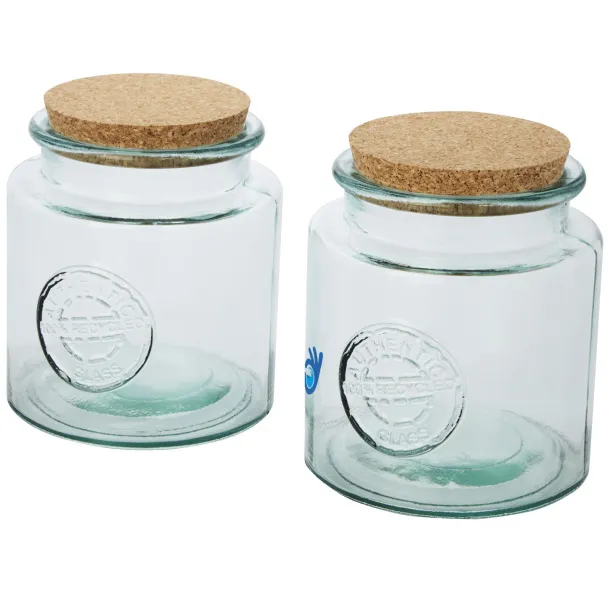 Aire 2-piece 1500 ml recycled glass container set - Authentic White