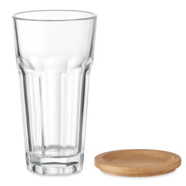SEMPRE Čaša s poklopcem/podmetačem od bambusa Prozirno