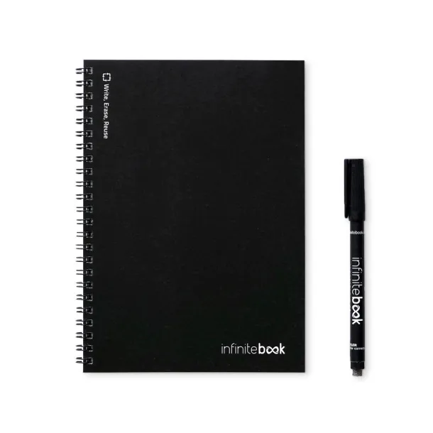 INFINITEBOOK LINED A5 Infinitebook with flexible cover and 15 lined whiteboard pages Black