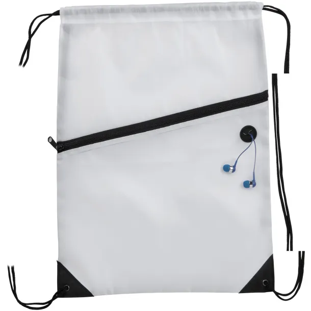 Oriole zippered drawstring backpack White