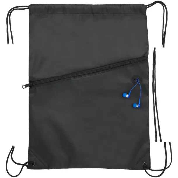 Oriole zippered drawstring backpack Crna