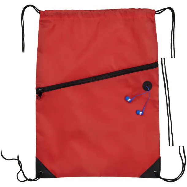 Oriole zippered drawstring backpack Red