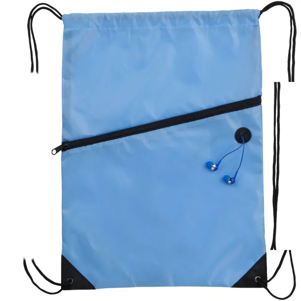 Oriole zippered drawstring backpack Light blue