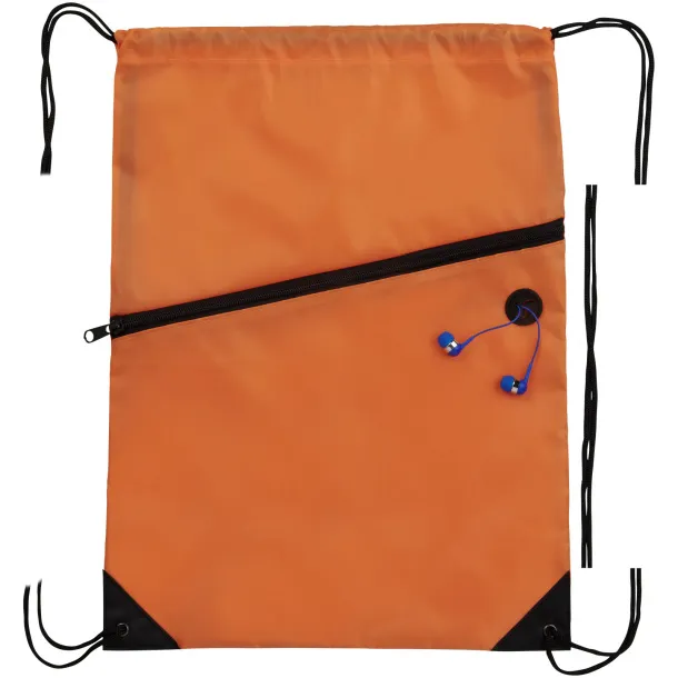 Oriole zippered drawstring backpack Orange