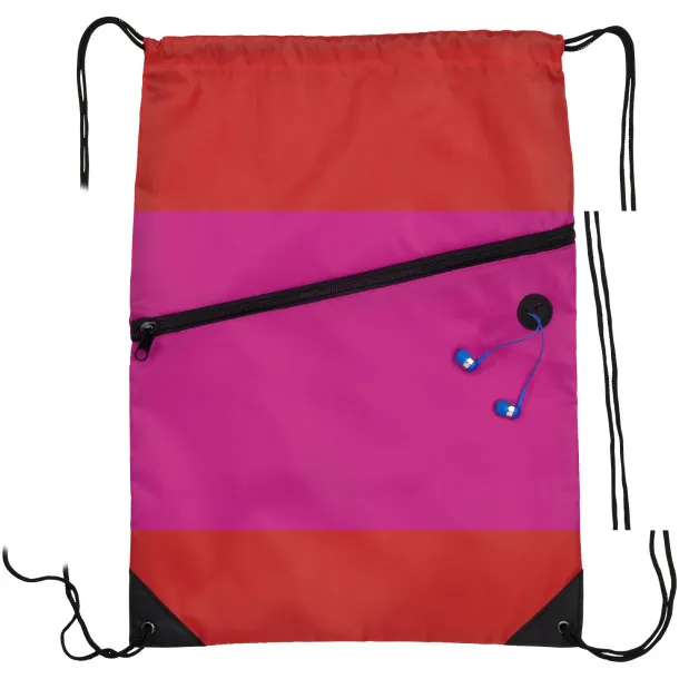 Oriole zippered drawstring backpack Magenta