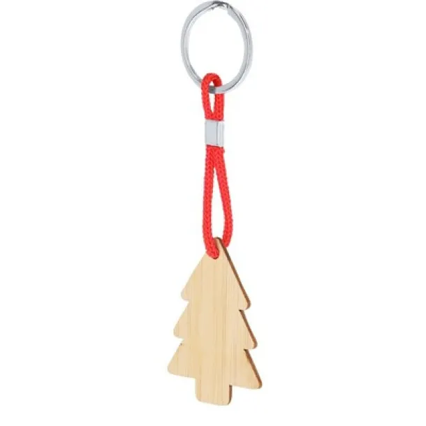  Bamboo keyring, Christmas pattern wood