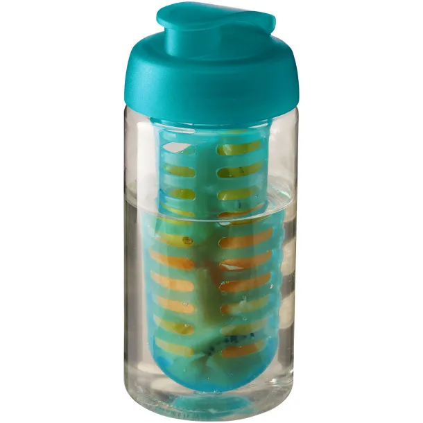 H2O Bop® 500 ml flip lid sport bottle & infuser White Aqua blue