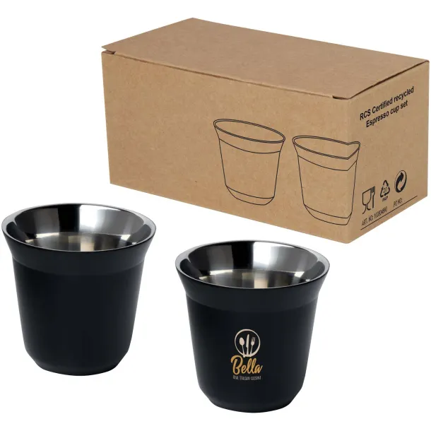 Duo set espresso šalica od RCS nehrđajućeg čelika, 80 ml Solid black