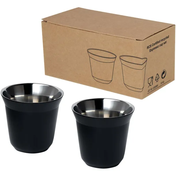 Duo set espresso šalica od RCS nehrđajućeg čelika, 80 ml Crna