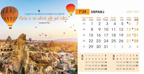  "MOTIVACIJSKI" 13 sheets, format: 20,5x14,5 cm, desk calendar, envelope, P/50 Color