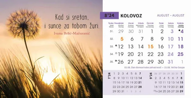  "MOTIVACIJSKI" 13 list., dim: 20,5x14,5 cm, stolni kalendar, koverta, P/100 Color