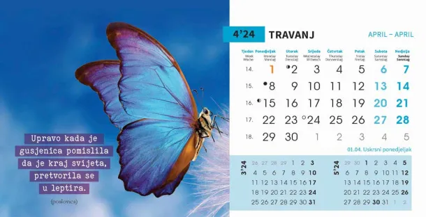  "MOTIVACIJSKI" 13 sheets, format: 20,5x14,5 cm, desk calendar, envelope, P/50 Color