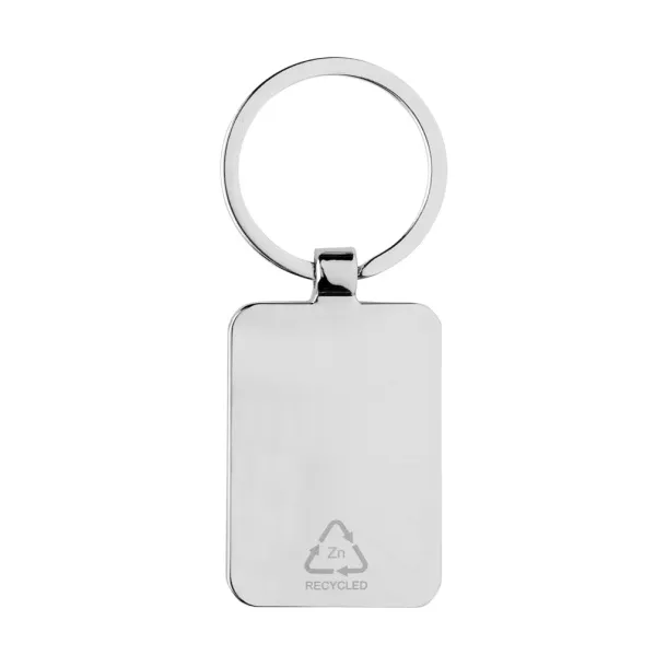  RCS recycled zinc alloy rectangle keychain with bamboo - XD Collection Silver Brown