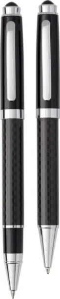 Ziva Carbon fibre and brass writing set Crna