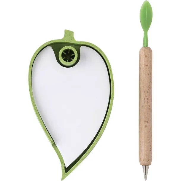  Wheat straw memo holder "leaf", ball pen 45533C