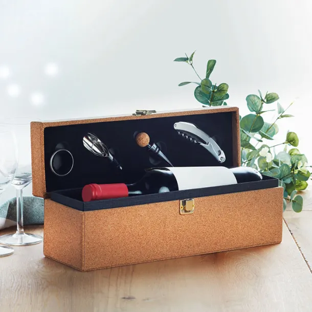 OTAGO 4 pcs wine box with cork Beige