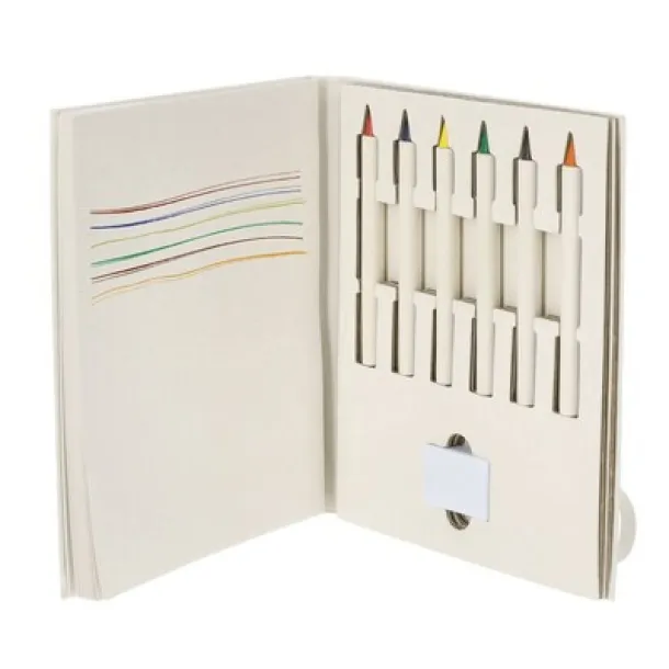  Colour pencil set, eraser, notebook white