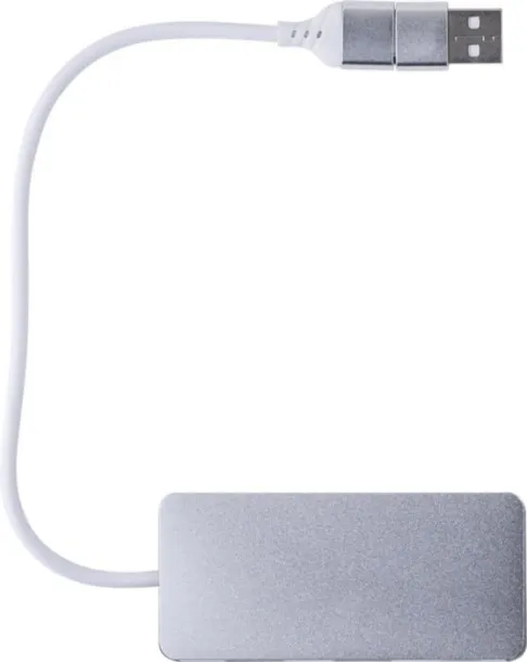  USB Hub Layton od recikliranog aluminija Srebrna