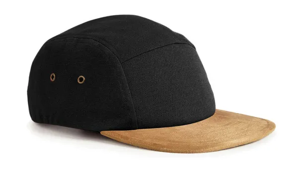  Suede Peak 5 Panel Cap - Beechfield Black