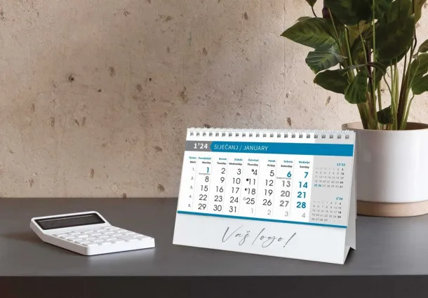  "POSLOVNI SIVO - PLAVI" 13 list., dim: 20,5x14,5 cm, stolni kalendar, koverta, P/100 Color