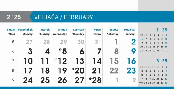  "POSLOVNI SIVO - PLAVI" 13 sheets, format: 20,5x14,5 cm, desk calendar, envelope, P/50 Color