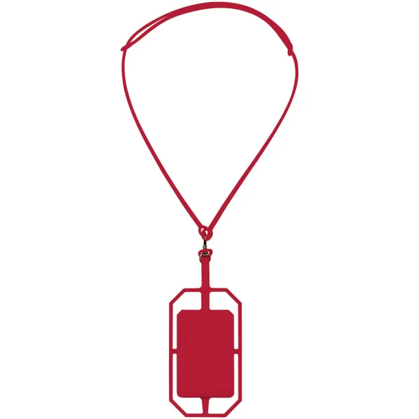 Fort-rock silicone RFID card holder with lanyard - Bullet Red